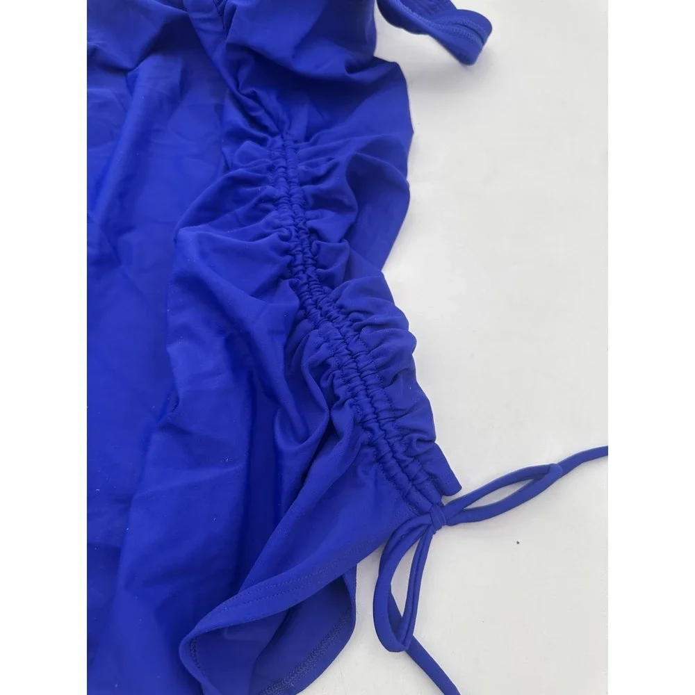 Kona Sol Women's Convertible Side-Tie Tankini Top - Blue Large 12-14